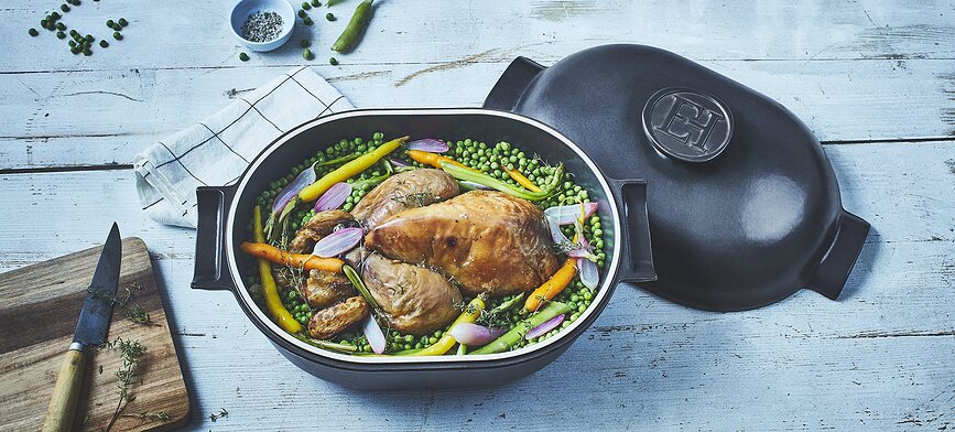 Olla de cerámica Delight, 4,5 L, ovalada, negra