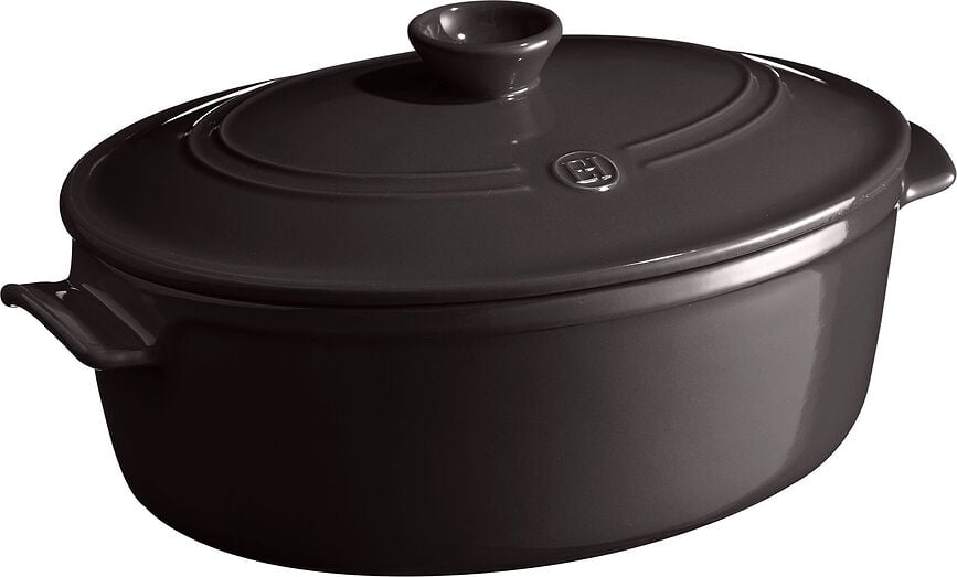 Olla de cerámica Emile Henry, 6 L, ovalada, negra