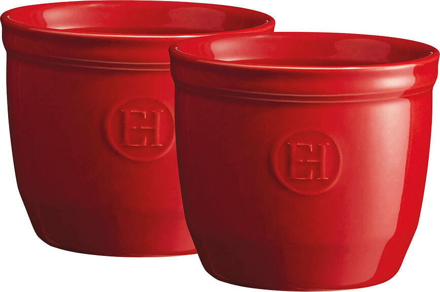 Ramequines Emile Henry de cerámica, 8 cm, rojos, Pack de 2 unidades