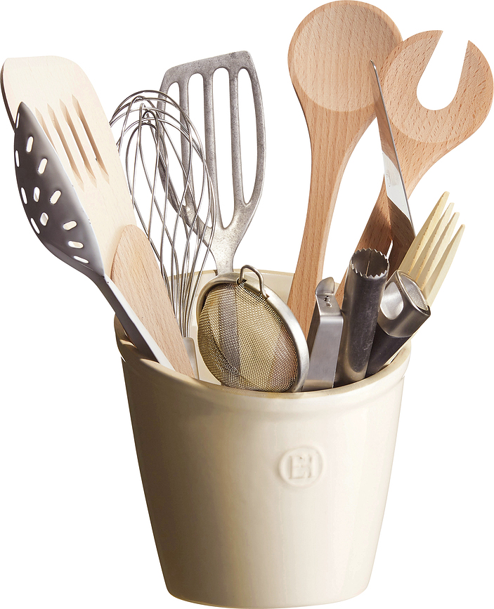 Bote para utensilios de cocina Emile Henry, color crema