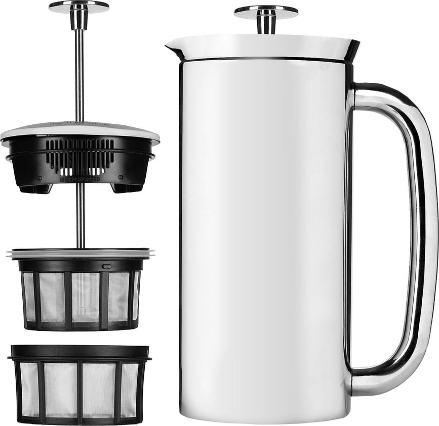 Espro P7 Kaffeezubereiter mit Kolbensystem 950 ml polierter Stahl