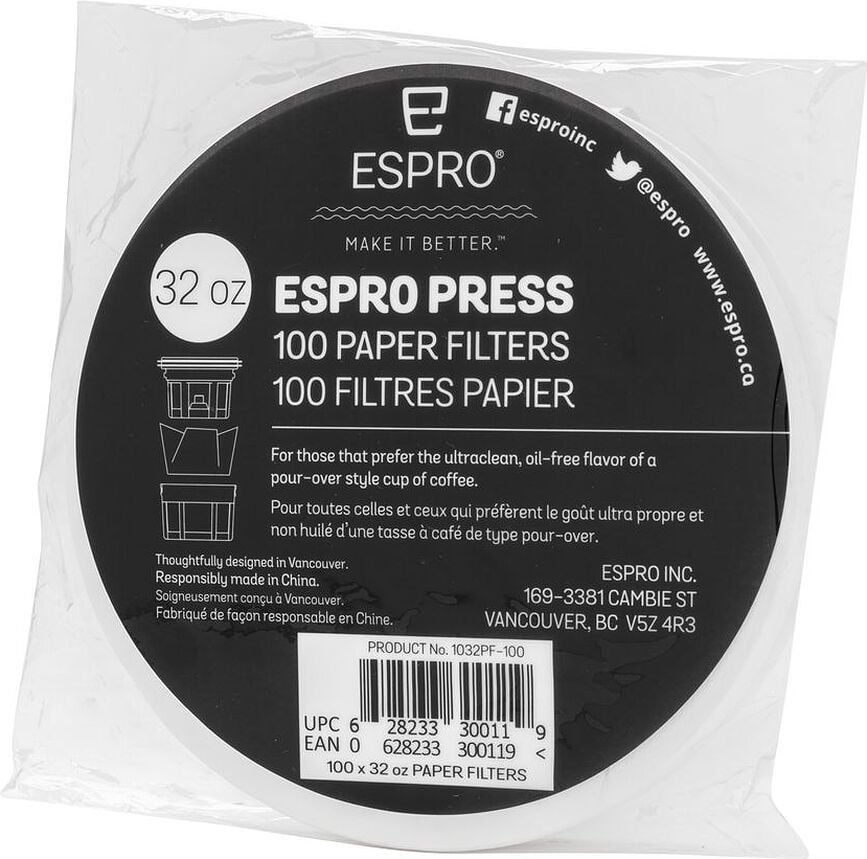 Espro Paberfiltrid kolbiga kohvimasinale 950 ml 100 tk.