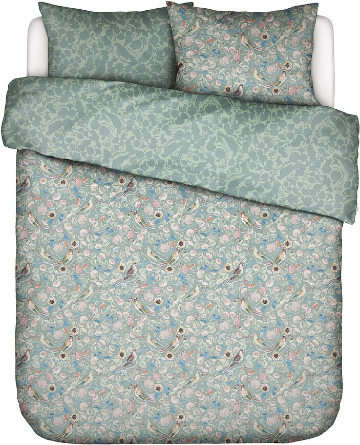 Aleste Parure de Lit 240 x 220 cm, verte, avec 2 taies d'oreiller 60 x 70 cm, fermeture rabat