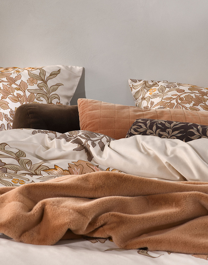 Amelie Parure de lit 135 x 200 cm, blanc cassé, fermeture éclair, 1 taie d'oreiller 60 x 80 cm