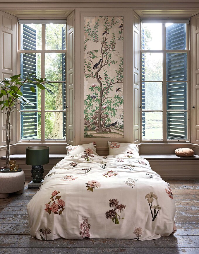 Annebella Parure de Lit 135 x 200 cm, taie d'oreiller 60 x 80 cm, fermeture éclair, vanille, Set 2 pièces