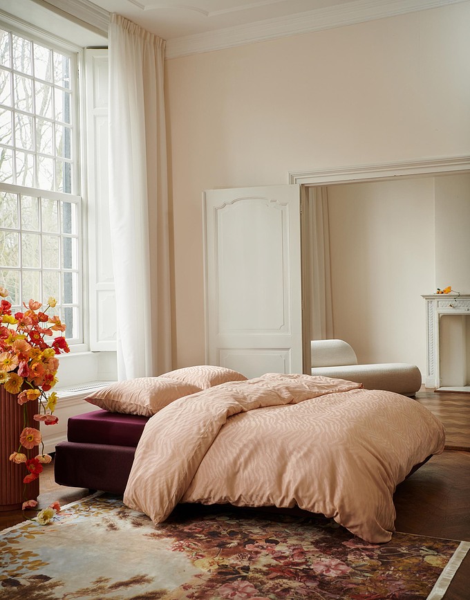 Belen Parure de Lit avec taie d'oreiller 60 x 70 cm, fermeture rabat, 140 x 220 cm, rose