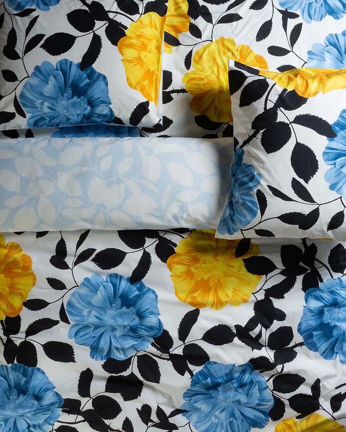 Bloom with a View Parure de Lit 240 x 220 cm, blanche, fermeture à rabat, avec 2 taies d'oreiller 60 x 70 cm