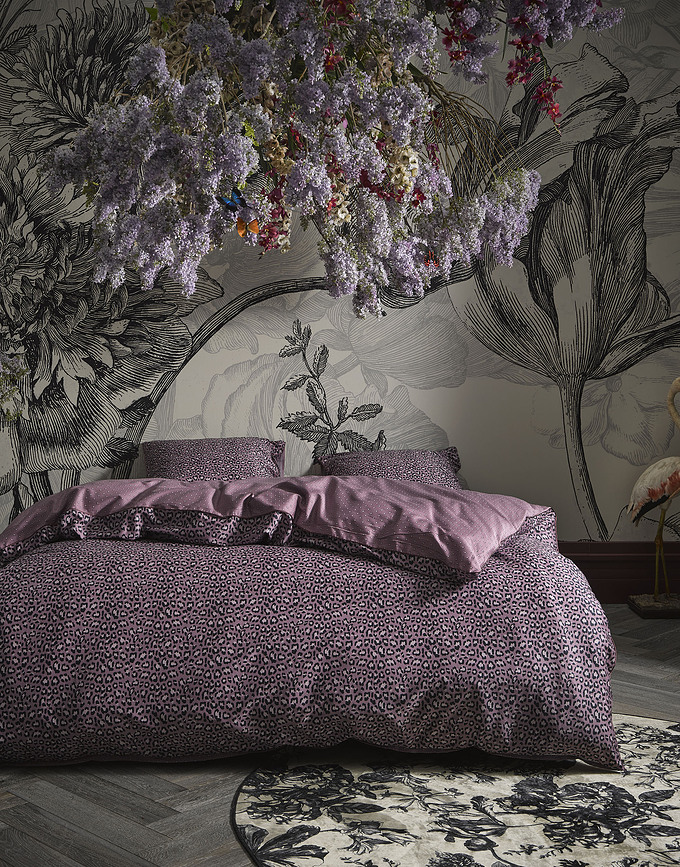 Bory Bettwäsche 260 x 220 cm violett mit 2 Kissenbezügen 60 x 70 cm