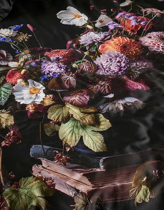 Bouquet Σετ Παπλωματοθήκη, ανθρακί, 140 x 220 cm, με Μαξιλαροθήκη 60 x 70 cm, κλείσιμο φάκελος