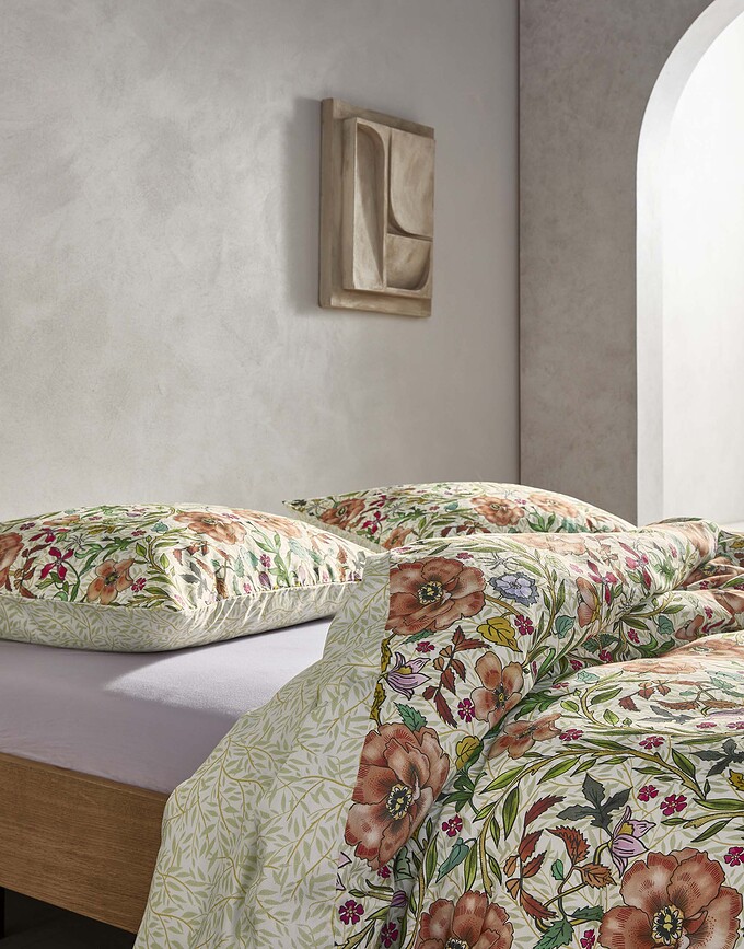 Celeste Housse de Couette 140 x 200 cm, vert clair, avec taie d'oreiller 70 x 90 cm, fermeture éclair, Set 2 pièces