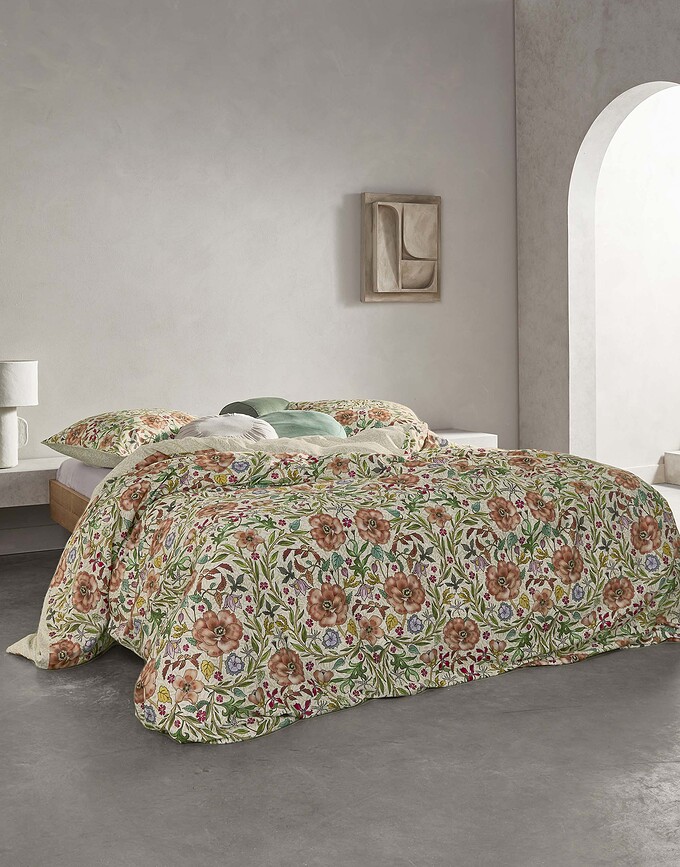 Celeste Housse de Couette 140 x 200 cm, vert clair, avec taie d'oreiller 70 x 90 cm, fermeture éclair, Set 2 pièces