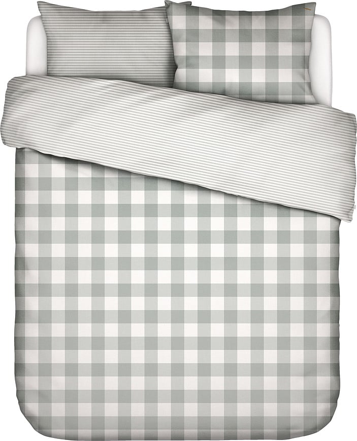 Chess Posteljina 200x220 cm bijelo-svijetlozelena s preklopom 2 Jastučnice 60x70 cm