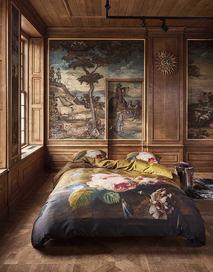 Clemence Parure de Lit 260 x 220 cm, brun doré, fermeture à rabat, 2 taies d'oreiller 60 x 70 cm