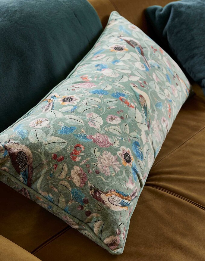 Cojín decorativo Aleste, 40 x 90 cm, verde y azul