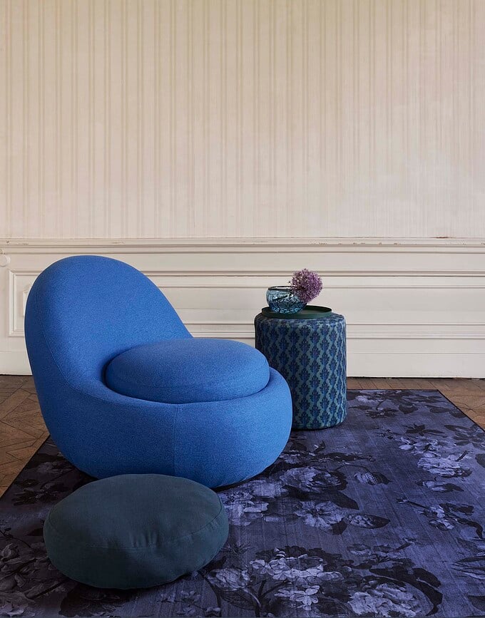 Cojín decorativo Mads, redondo, 45 cm, azul oscuro