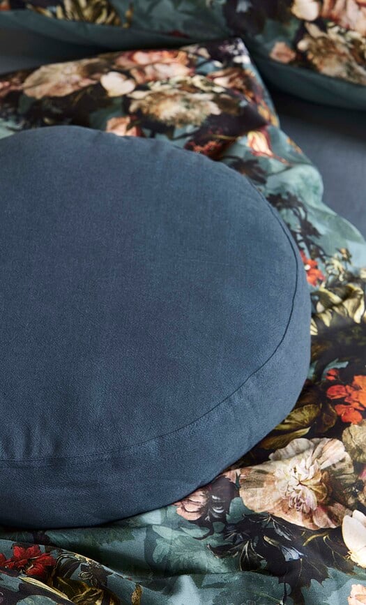 Cojín decorativo Mads, redondo, 45 cm, azul oscuro