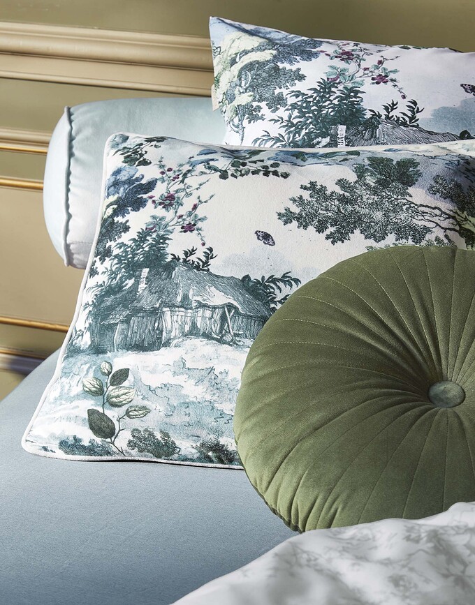 Colette Set Posteljine bijelo-zelena 260x220 cm zatvaranje na preklop s 2 jastučnice 60x70 cm