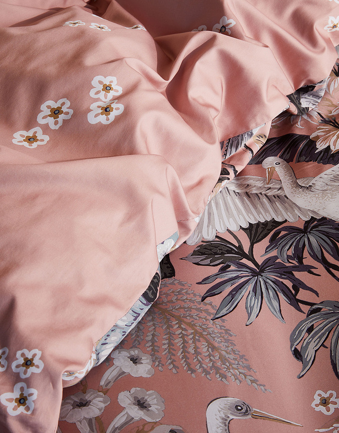 Diem Σετ Παπλωματοθήκης με φερμουάρ, 200 x 200 cm, ροζ antique, 2 μαξιλαροθήκες 80 x 80 cm