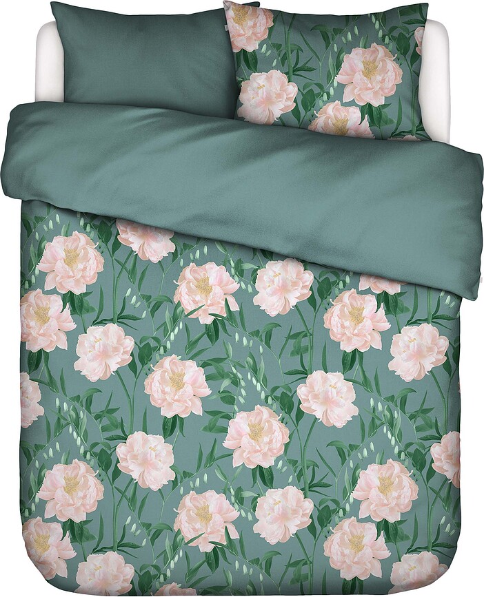 Dorothea Parure de Lit 260 x 220 cm, verte, avec 2 taies d'oreiller 60 x 70 cm, fermeture rabat