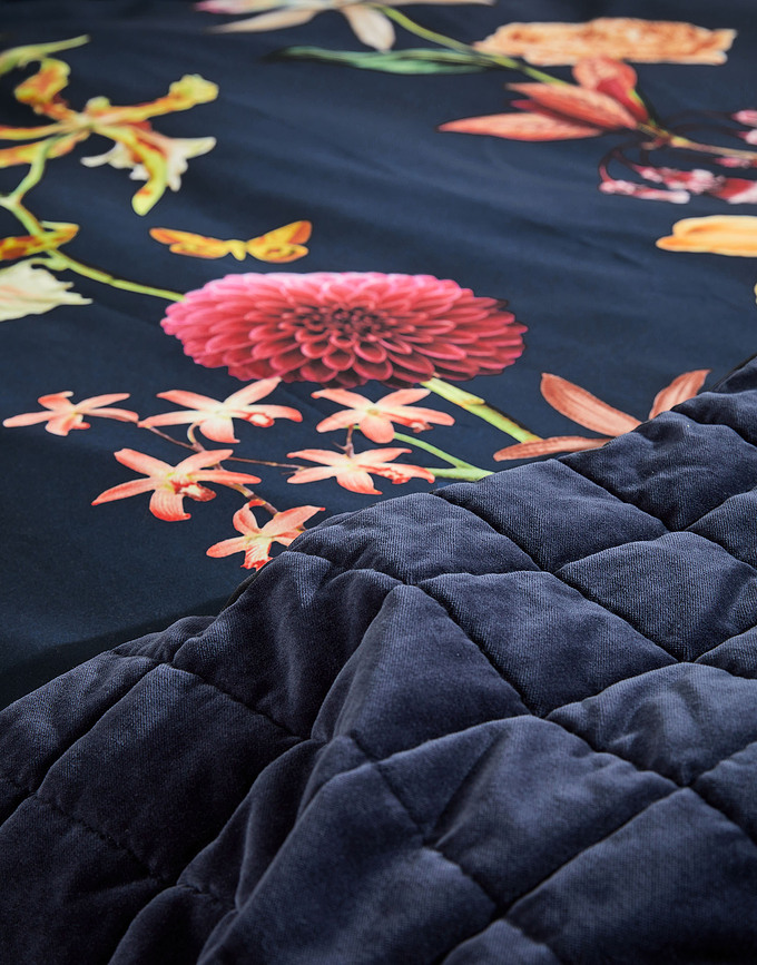 Feda Parure de lit fermeture éclair, 135 x 200 cm, 1 taie d'oreiller 60 x 80 cm, bleu marine