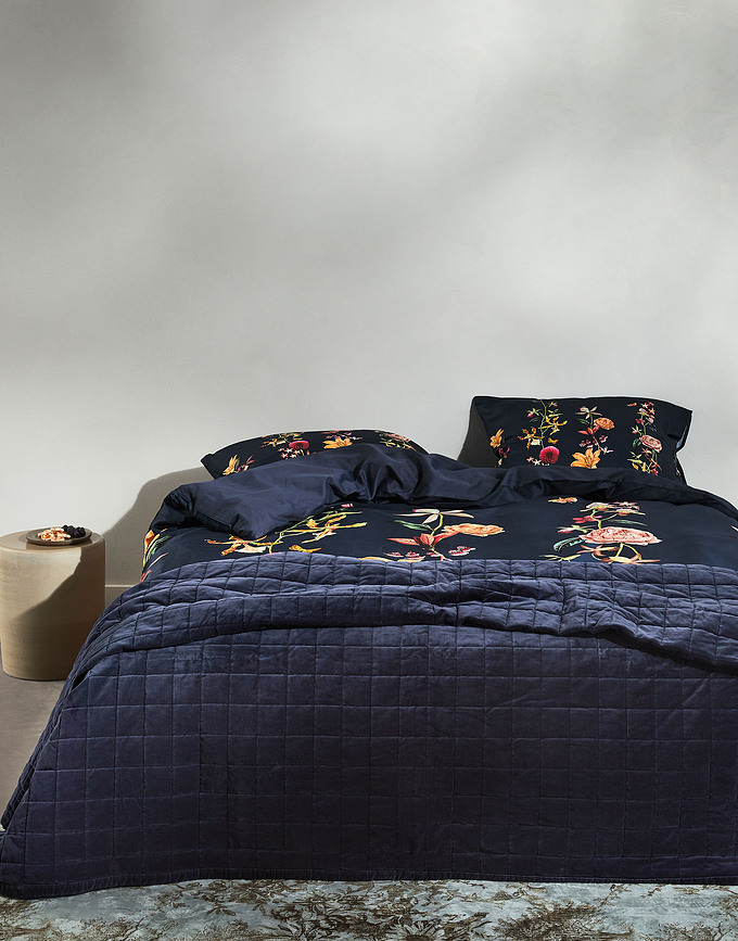 Feda Parure de lit fermeture éclair, 135 x 200 cm, 1 taie d'oreiller 60 x 80 cm, bleu marine