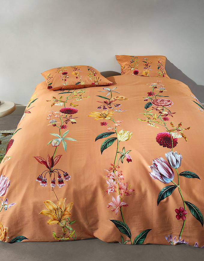 Feda Housse de Couette 240 x 220 cm, orange, avec 2 taies d'oreiller 60 x 70 cm, fermeture à rabat