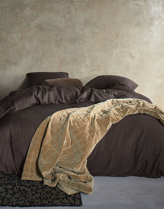 Felipa Parure de Lit 200 x 200 cm, marron foncé, fermeture éclair, avec 2 taies d'oreiller 70 x 90 cm