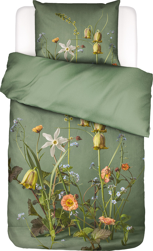 Ficaria Posteljnina, 155 x 220 cm, zelena, z blazino 80 x 80 cm, zapiranje na zadrgo