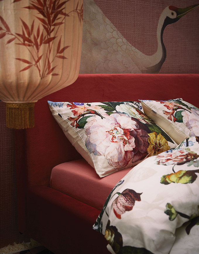 Fleur Posteljnina, 200 x 220 cm, zapiranje na preklop, ekru, 3-delni set (2 prevleki 60 x 70 cm)