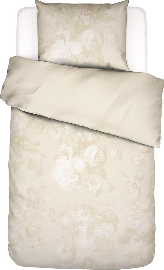 Floor Parure de Lit 140 x 200 cm, Taie d'oreiller 70 x 90 cm, beige, à fermeture éclair, Set 2 pièces