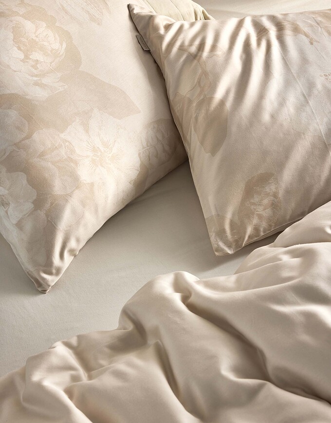 Floor Housse de Couette 155 x 220 cm, beige, avec taie d'oreiller 80 x 80 cm, fermeture éclair