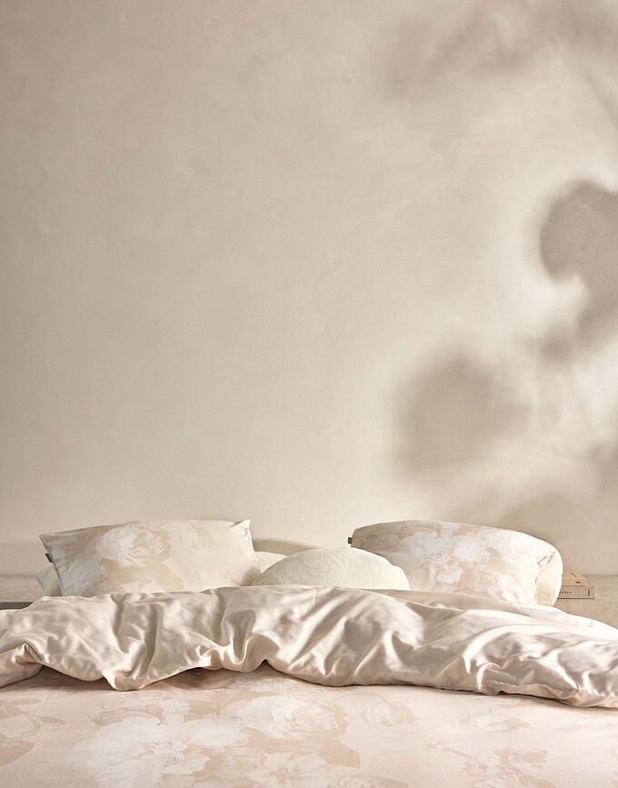 Floor Housse de Couette 155 x 220 cm, beige, avec taie d'oreiller 80 x 80 cm, fermeture éclair