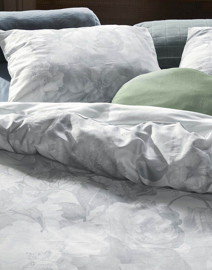 Floor Parure de Lit 200 x 220 cm, bleu clair, avec 2 taies d'oreiller 60 x 70 cm, fermeture rabat