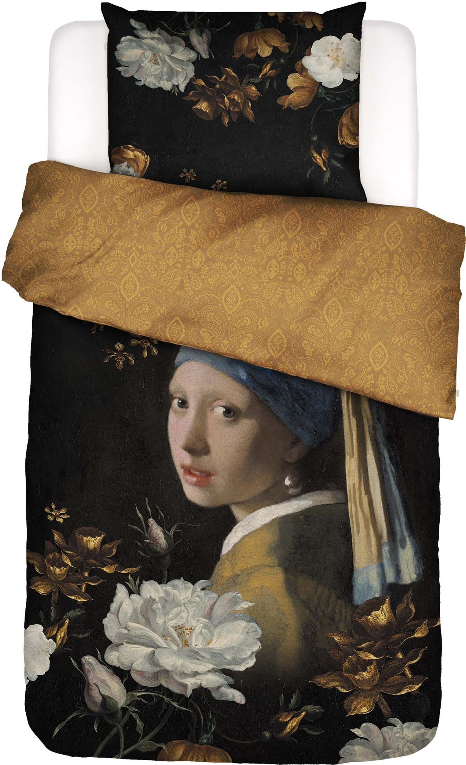 Floral Girl Bettwäsche 140 X 220 Cm Schwarz Mit Kissenbezug 60 X 70 Cm Klappenende