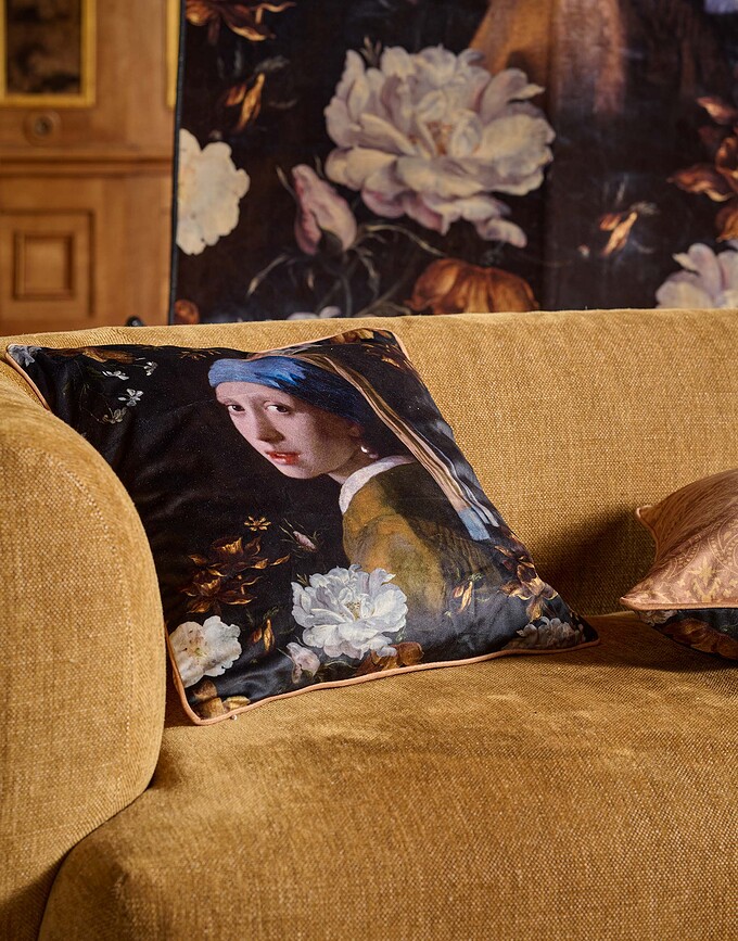 Floral Girl Coussin 50 x 50 cm, noir