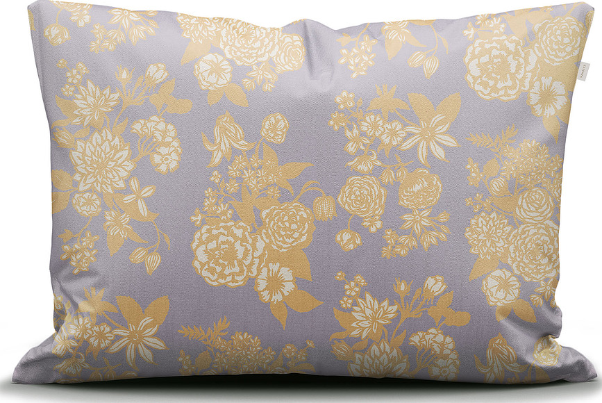 Flore Parure de Lit 135 x 200 cm, jaune et violette, avec 1 Taie d'Oreiller 60 x 80 cm, fermeture éclair