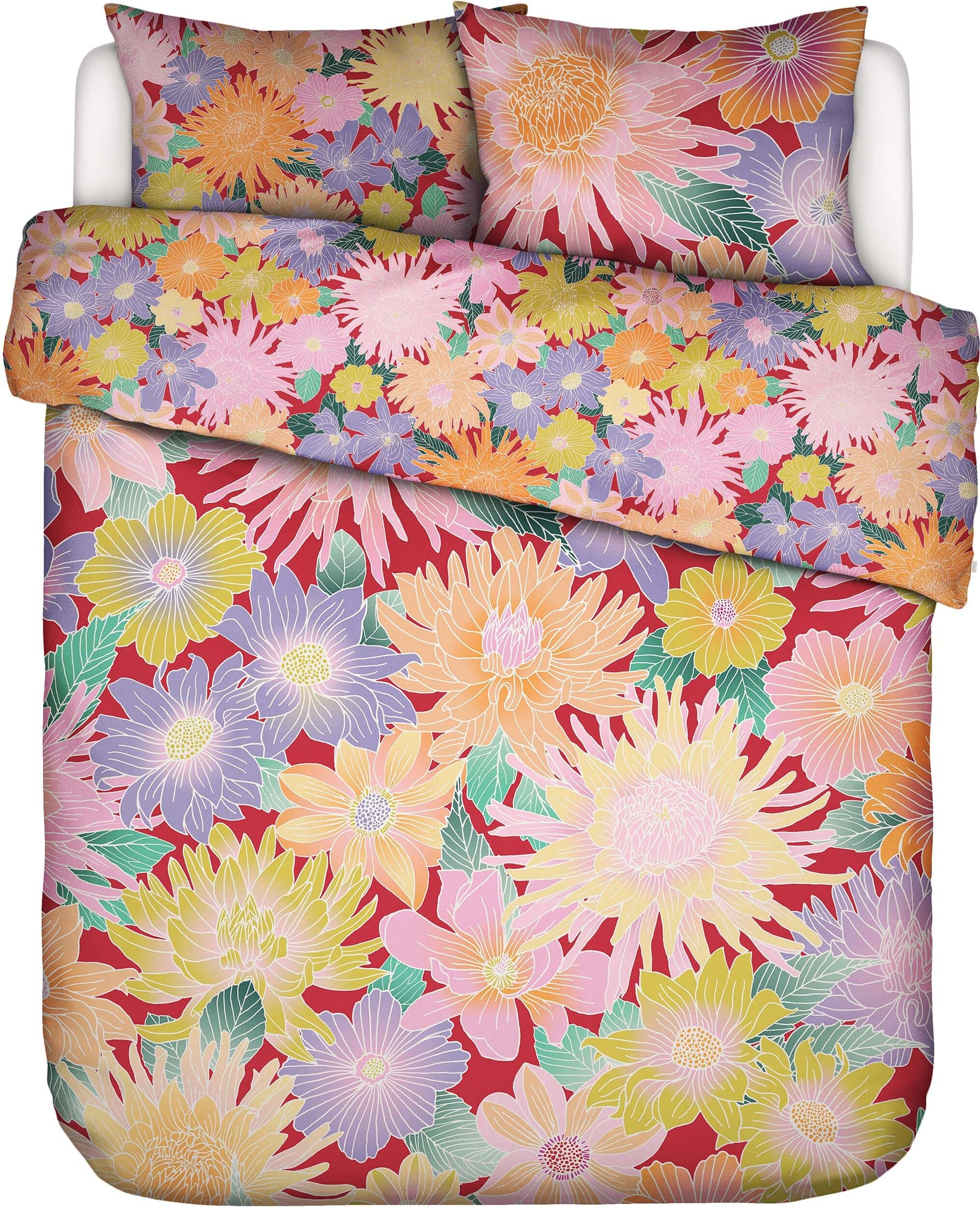 Flower Fling Bettwäsche 240 x 220 cm rot mit 2 Kissenbezügen 60 x 70 cm Klappenende