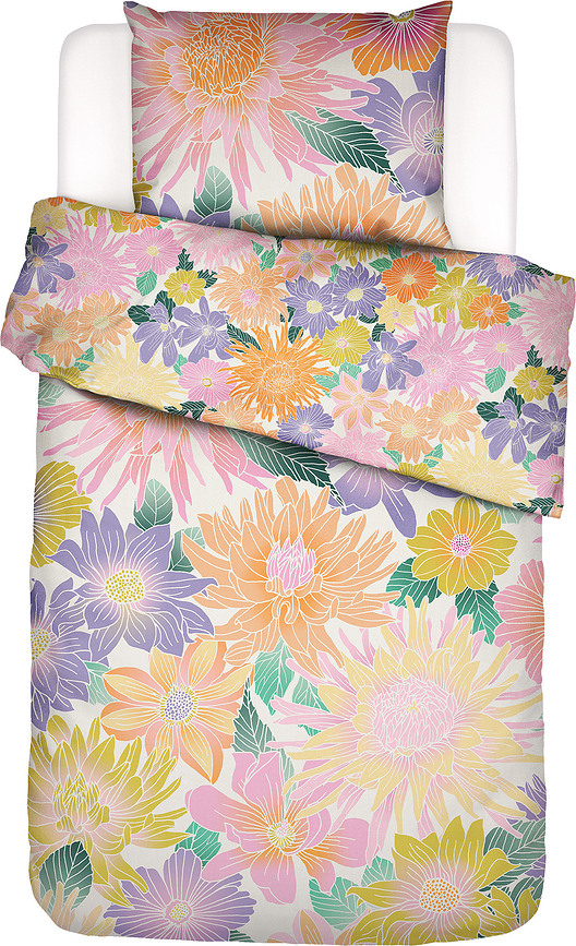 Flower Fling Σετ Παπλωματοθήκης, 140 x 220 cm, πολύχρωμο, κλείσιμο φακέλου, με μαξιλαροθήκη 60 x 70 cm