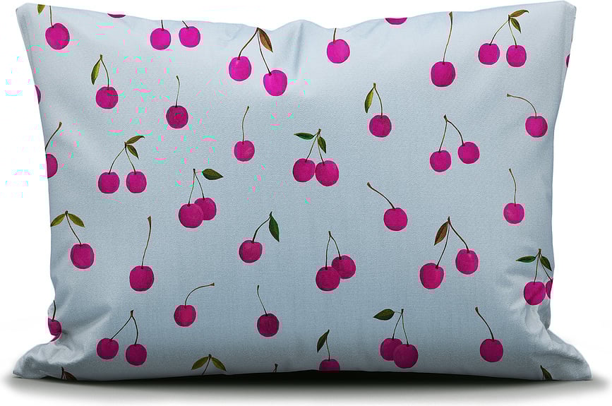 Funda de Almohada Zesty Cherry, 60 x 70 cm, azul claro