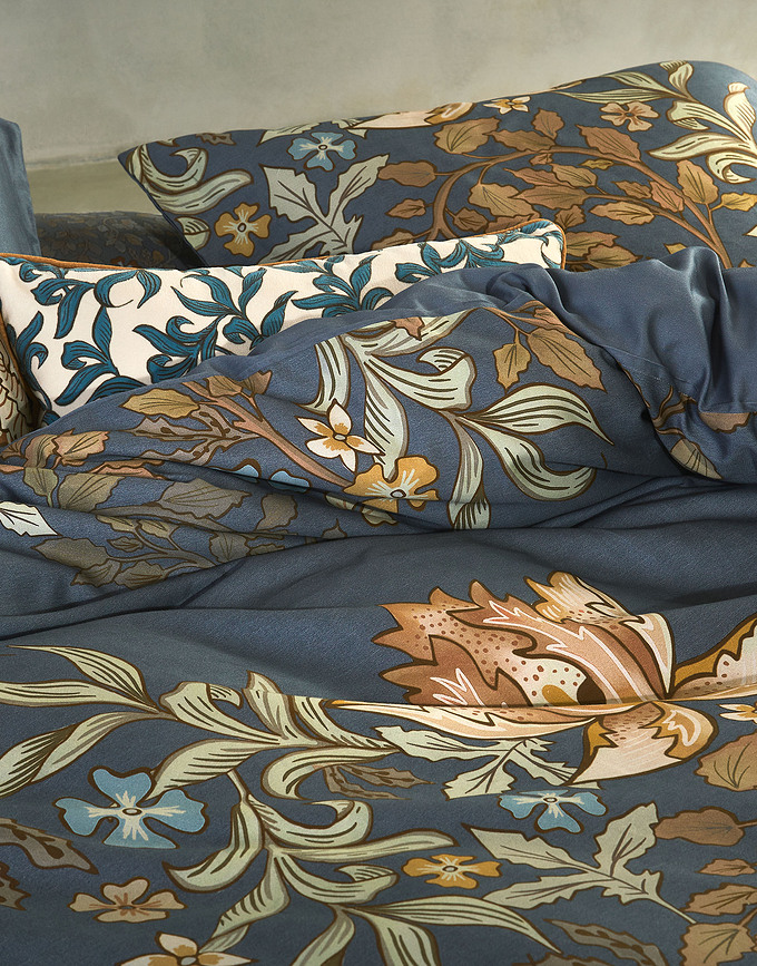 Funda Nórdica Amelie, 135 x 200 cm, azul oscuro, con funda de almohada 60 x 80 cm, cierre de cremallera