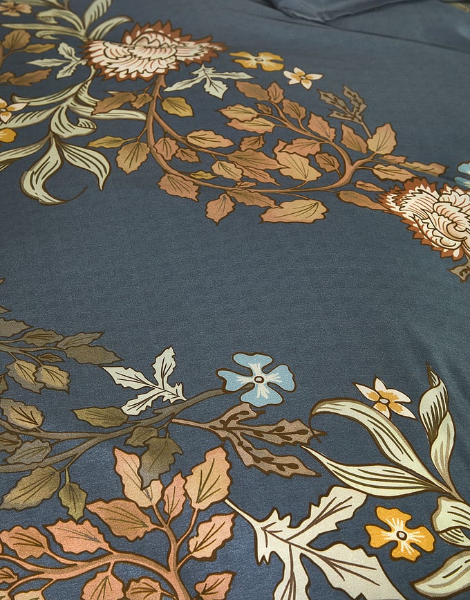 Funda Nórdica Amelie, 135 x 200 cm, azul oscuro, con funda de almohada 60 x 80 cm, cierre de cremallera