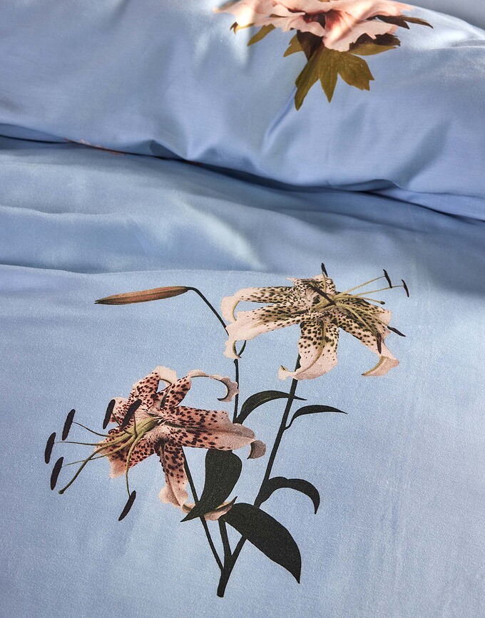 Funda Nórdica Annebella, 260 x 220 cm, azul, cierre tipo solapa, con 2 fundas de almohada 60 x 70 cm