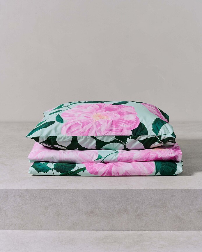 Funda Nórdica Bloom with a View, 140 x 220 cm, verde, con funda de almohada 60 x 70 cm, cierre de solapa