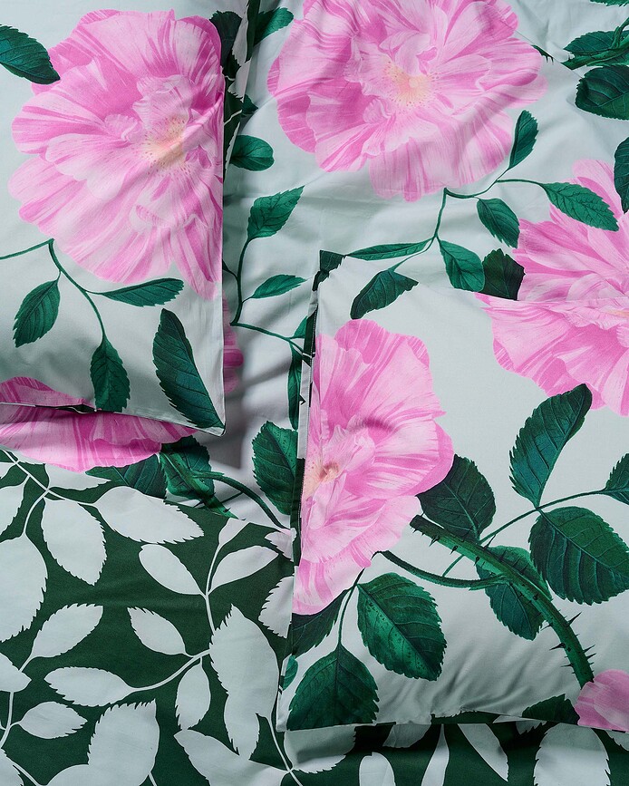 Funda Nórdica Bloom with a View, 140 x 220 cm, verde, con funda de almohada 60 x 70 cm, cierre de solapa