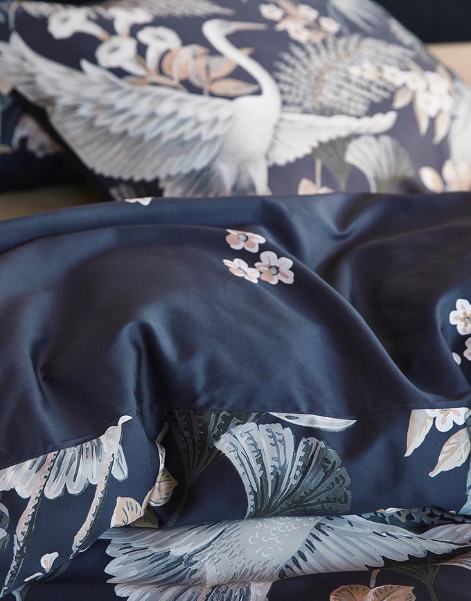 Juego de Cama Diem, 200 x 200 cm, azul marino, con 2 fundas de almohada 70 x 90 cm, cierre de cremallera