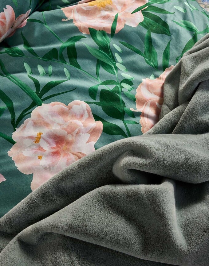 Juego de Funda Nórdica Dorothea, 260 x 220 cm, verde, con 2 fundas de almohada 60 x 70 cm, cierre de solapa