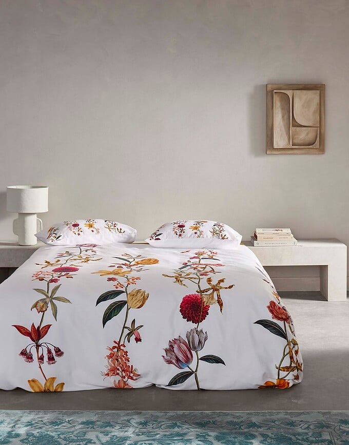 Funda Nórdica Feda de algodón, 135 x 200 cm, blanca, con funda de almohada 60 x 80 cm, cierre de cremallera