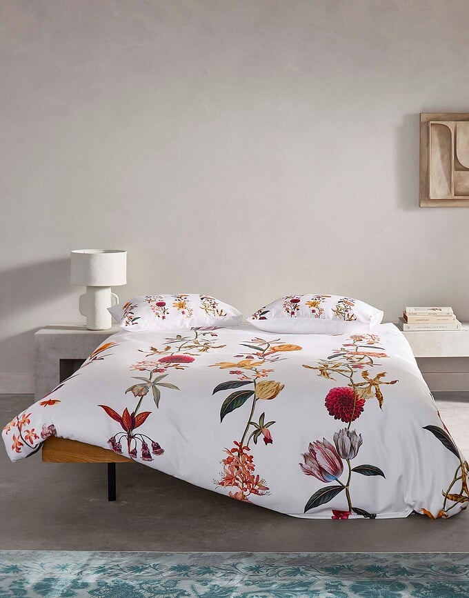 Funda Nórdica Feda de algodón, 135 x 200 cm, blanca, con funda de almohada 60 x 80 cm, cierre de cremallera