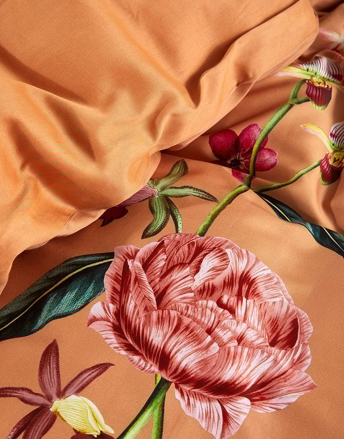 Funda Nórdica Feda, 140 x 200 cm, naranja, con 1 funda de almohada 70 x 90 cm, cierre de cremallera