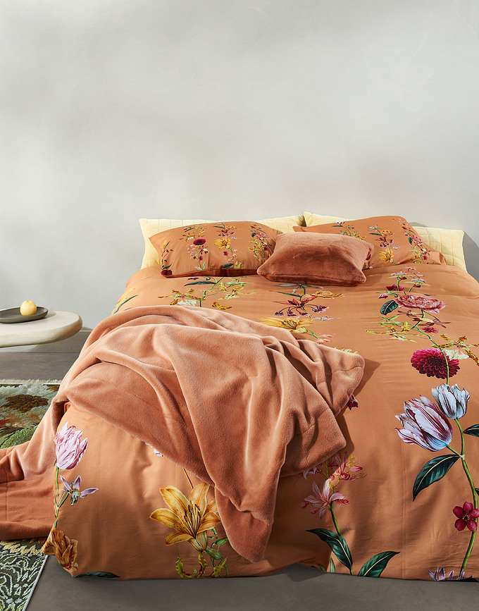 Funda Nórdica Feda, 140 x 200 cm, naranja, con 1 funda de almohada 70 x 90 cm, cierre de cremallera